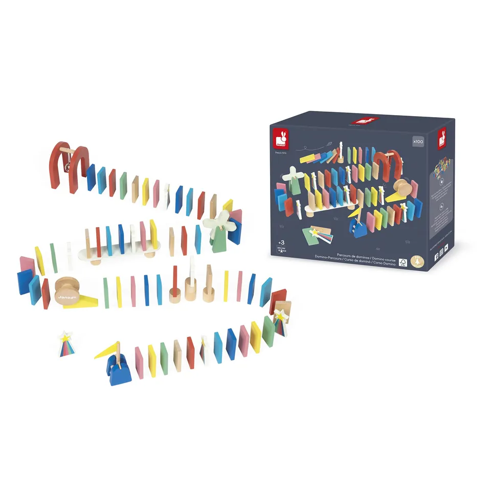 janod-jeu-de-course-de-dominos-100-pi-ces-en-bois-accessoires-d-s-3-ans image 1