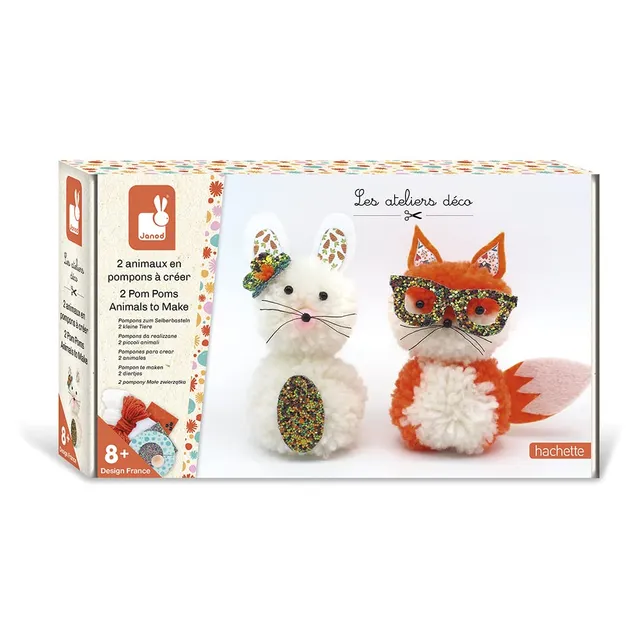 janod-coffret-2-animaux-en-pompons-les-ateliers-d-co-j07919-renard-et-lapin-d-s- image 1