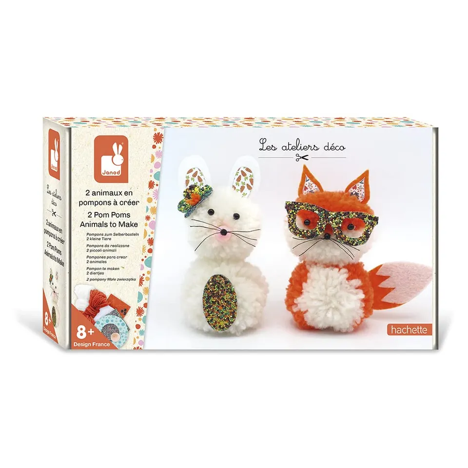 janod-coffret-2-animaux-en-pompons-les-ateliers-d-co-j07919-renard-et-lapin-d-s- image 1