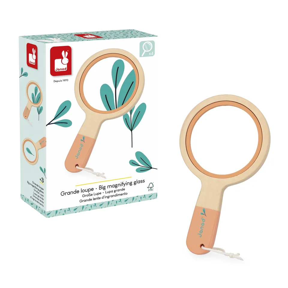 janod-grande-loupe-en-bois-enfant-grossissement-x4 image 1