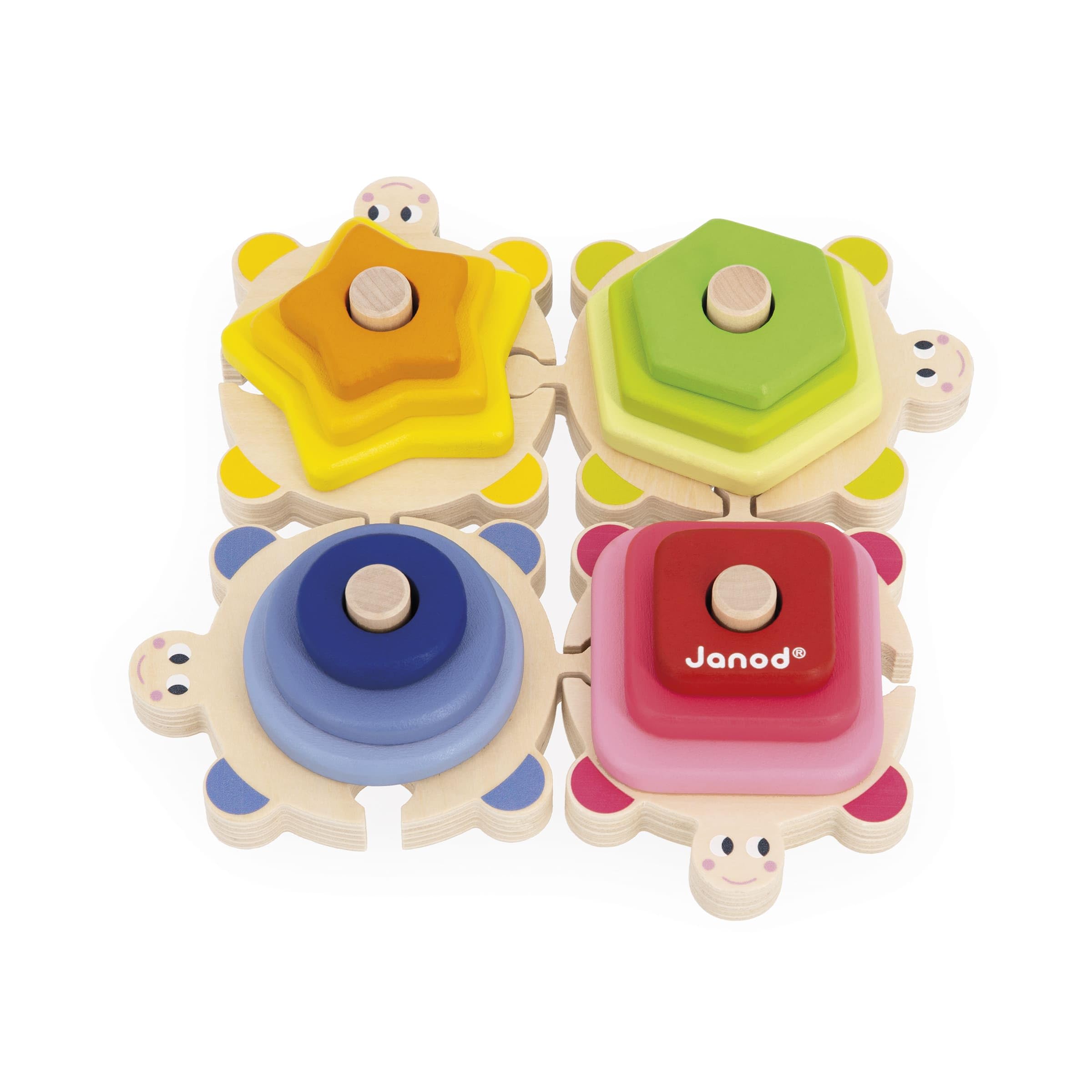 janod-tortues-j-4-puzzles-en-bois-empiler-12-pi-ces-d-s-18-mois image 1