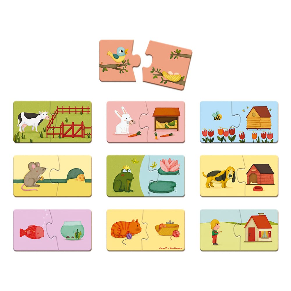 janod-puzzle-duonimo-20-pi-ces-jeu-d-association-animaux-et-lieux-de-vie image 1