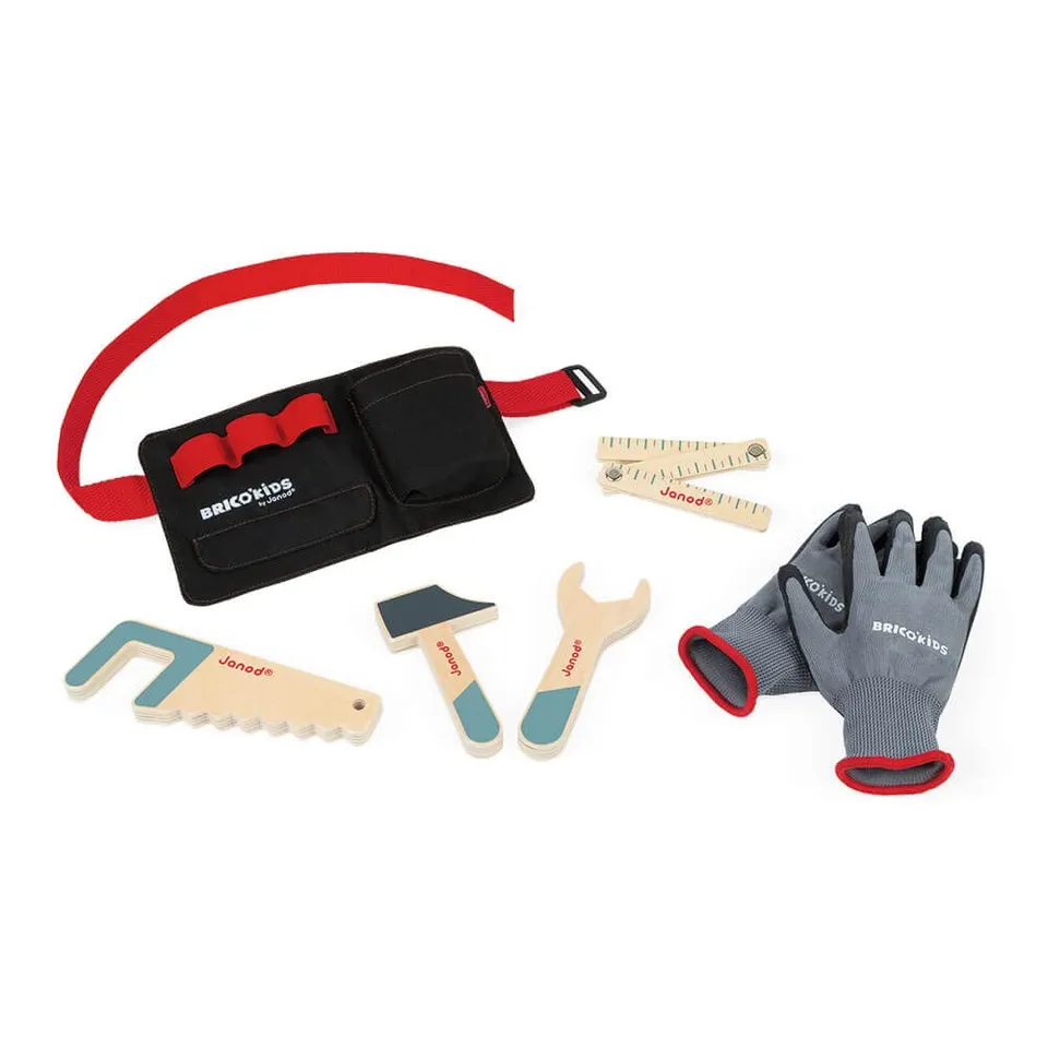 janod-ceinture-de-bricolage-brico-kids-j06475-outils-en-bois-et-gants-d-s-3-ans image 1