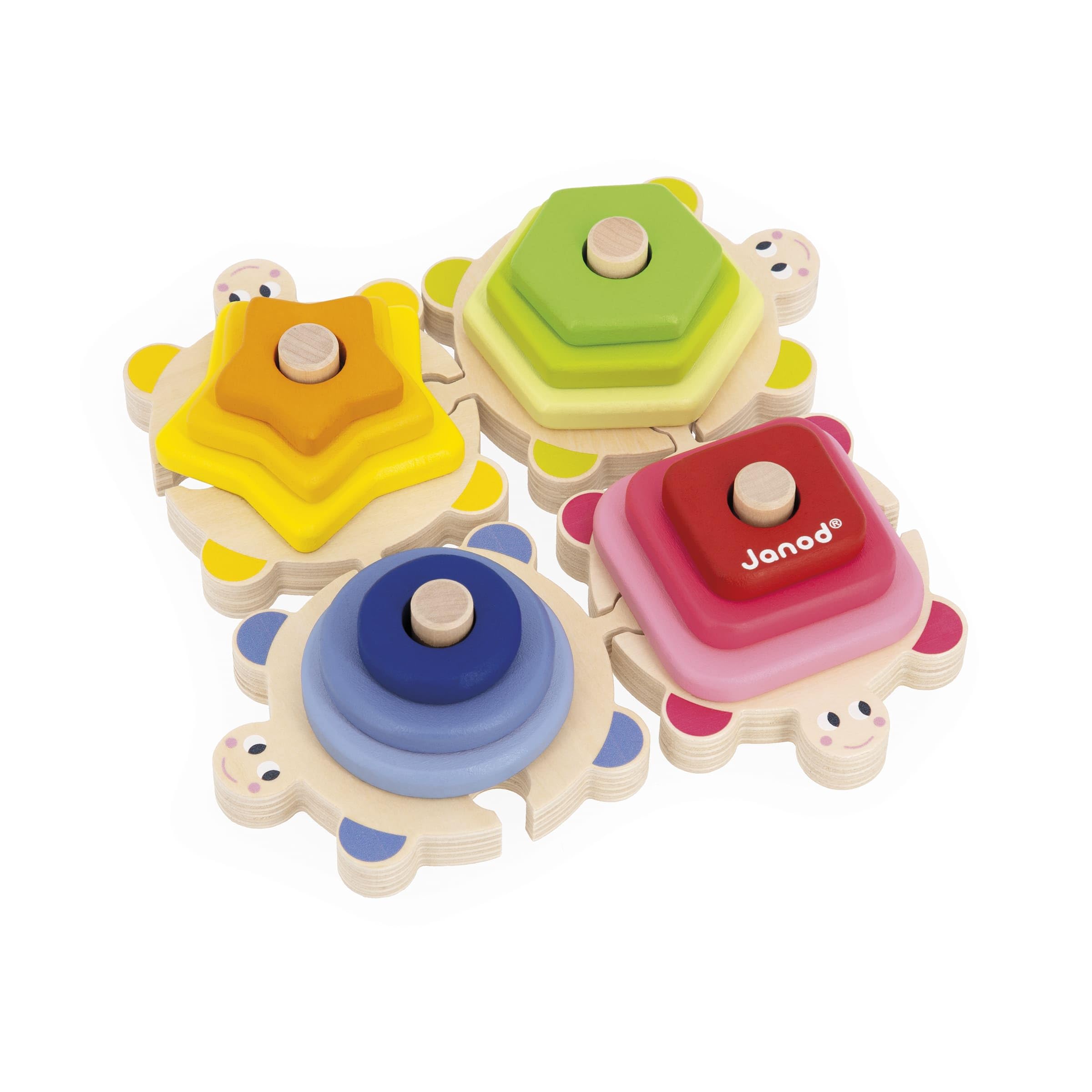 janod-tortues-j-4-puzzles-en-bois-empiler-12-pi-ces-d-s-18-mois image 2