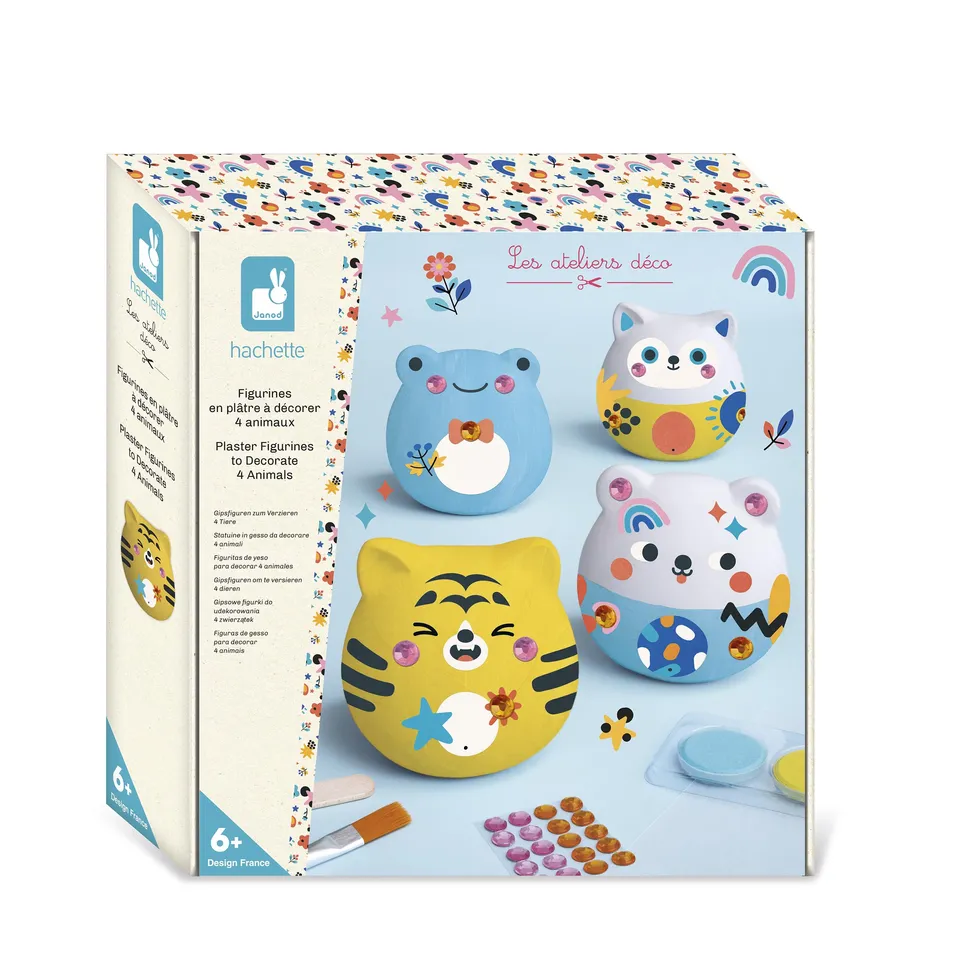 janod-4-figurines-en-pl-tre-d-corer-animaux-tout-ronds-d-calcomanie-strass image 1