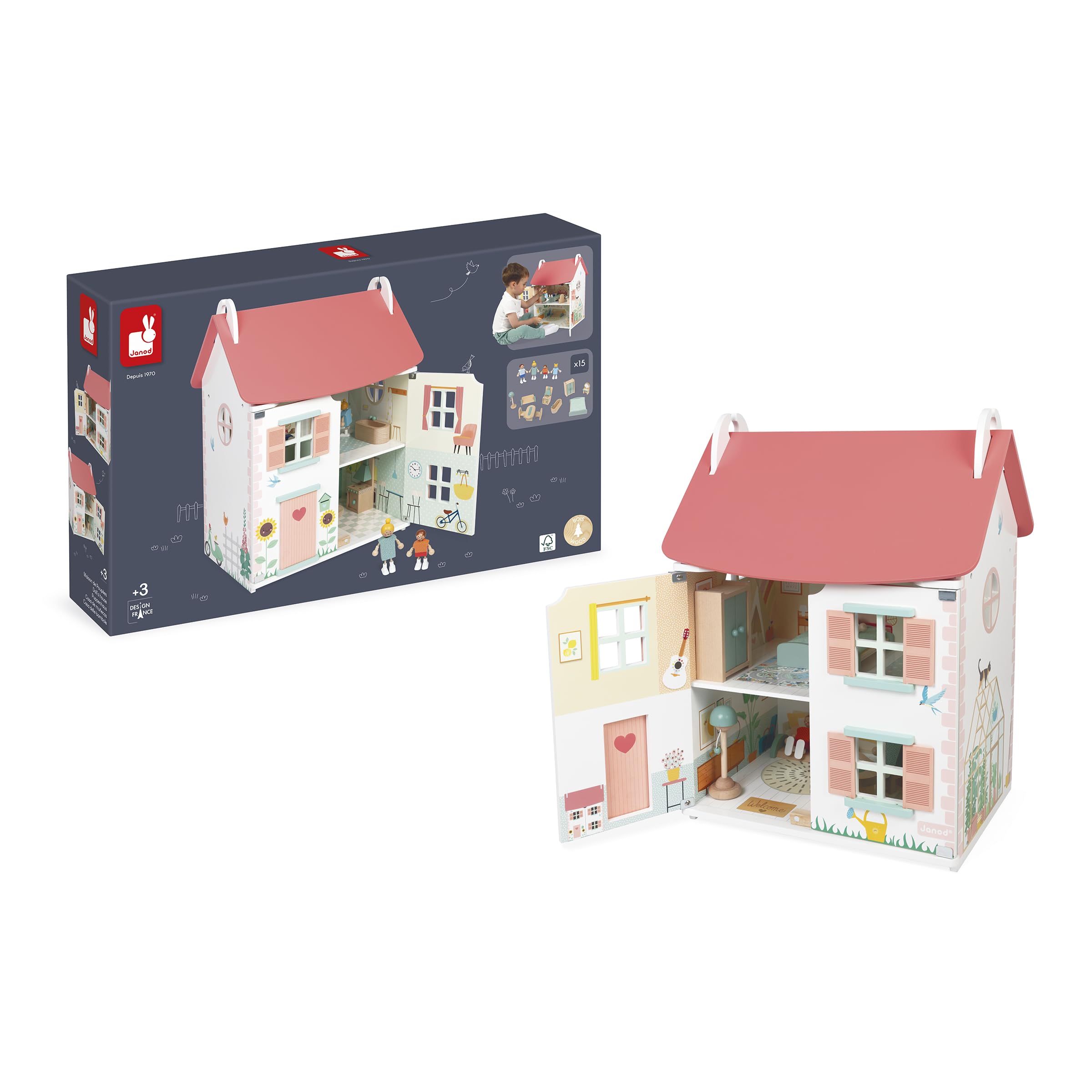 janod-ma-premi-re-maison-de-poup-e-en-bois-3-tages-11-accessoires-4-personnages- image 2