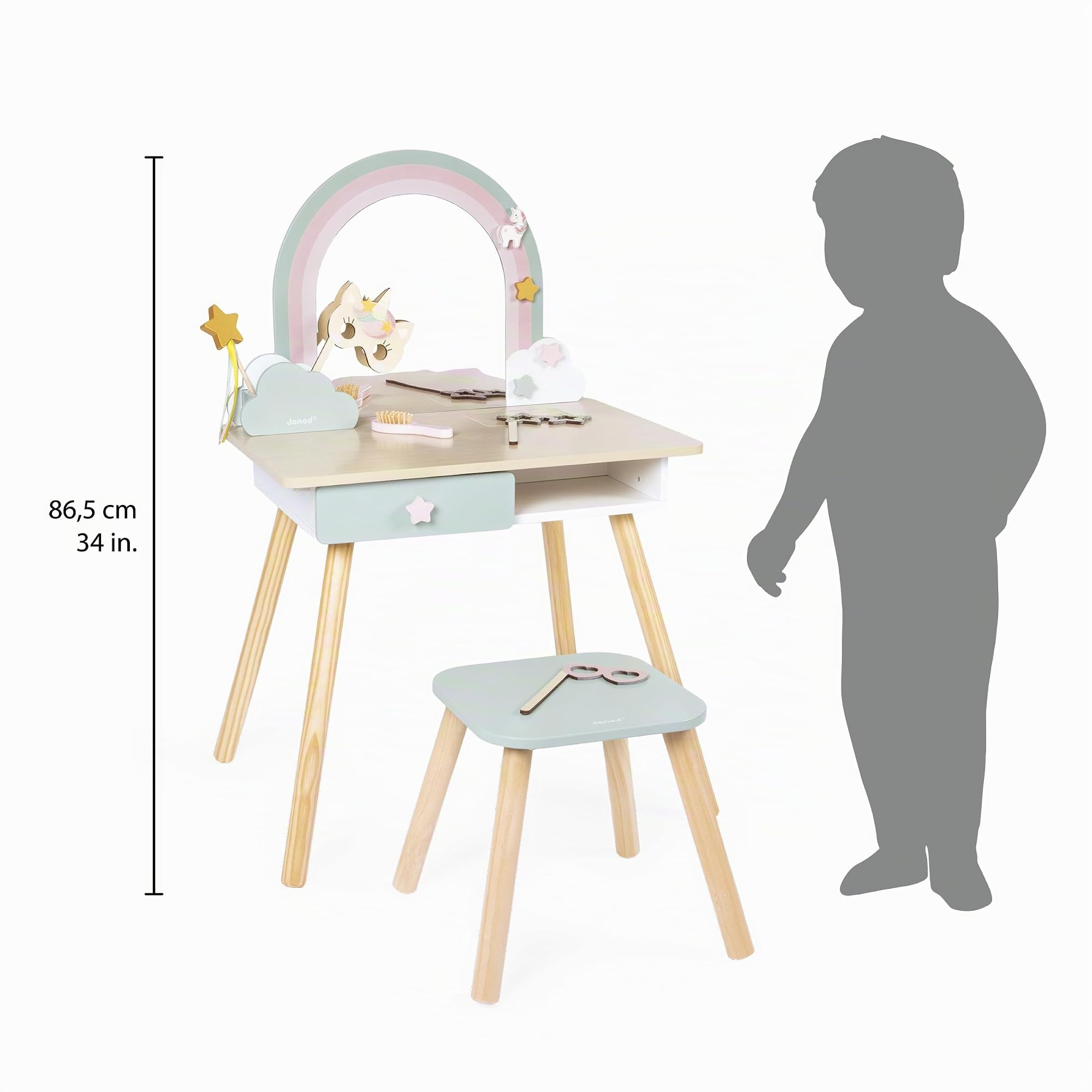 janod-j06464-coiffeuse-enfant-licorne-en-bois-avec-miroir-tabouret-et-10-accesso image 6