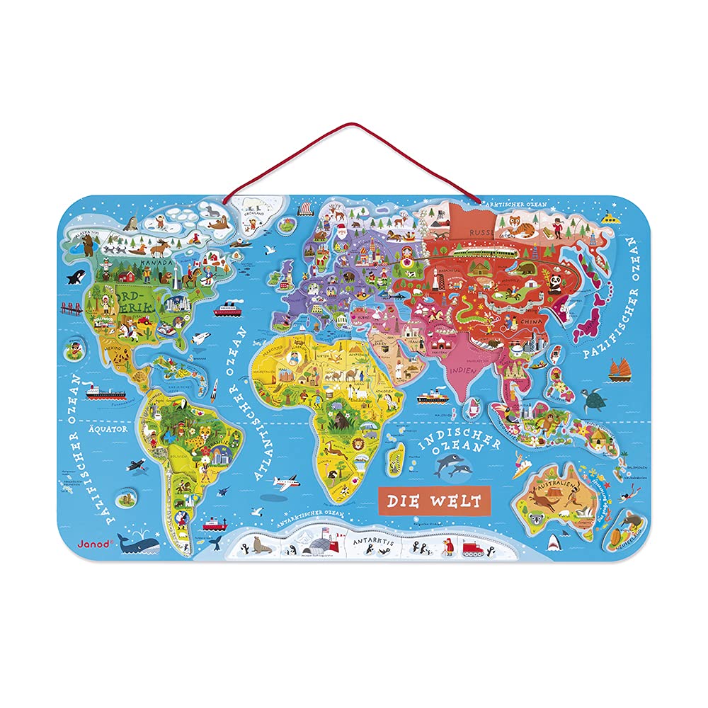 janod-puzzle-carte-du-monde-magn-tique-en-bois-92-magnets-version-allemande image 3