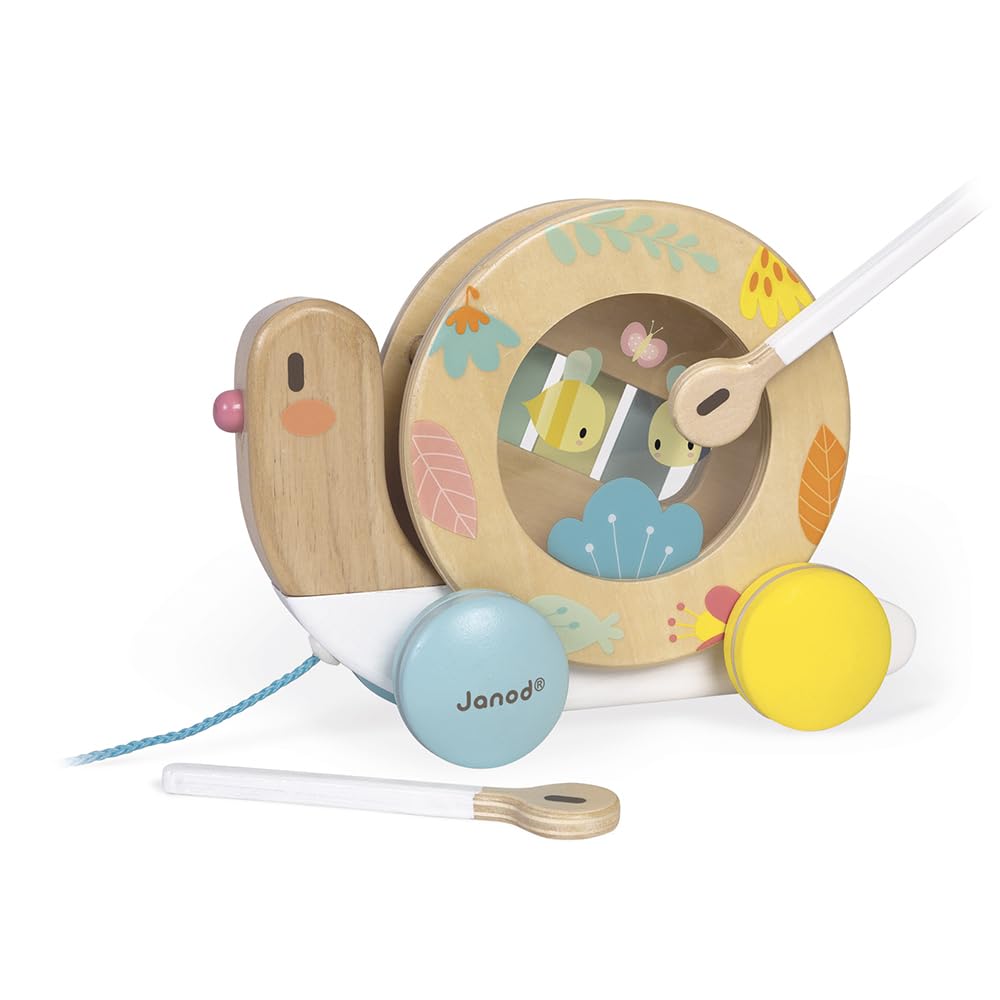 janod-escargot-en-bois-promener-jouet-d-veil-musical-avec-xylophone-et-tambourin image 7