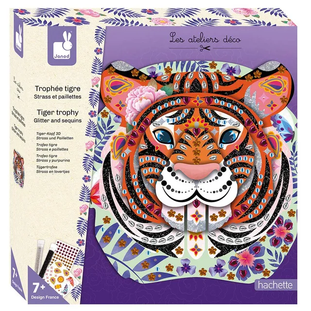janod-les-ateliers-d-co-j07915-troph-e-tigre-3d-strass-et-paillettes image 1