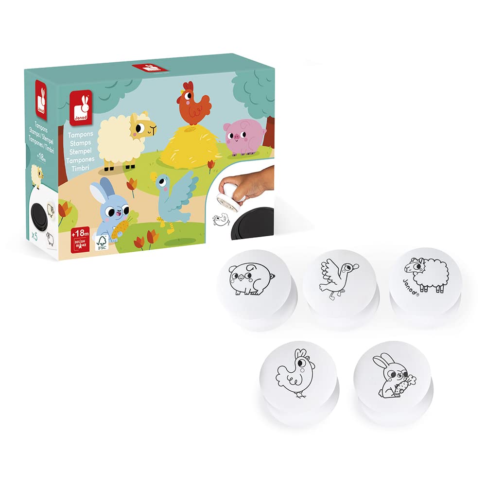 janod-j07718-coffret-stampinoo-ferme-5-tampons-mousse-encrier-d-s-18-mois image 1