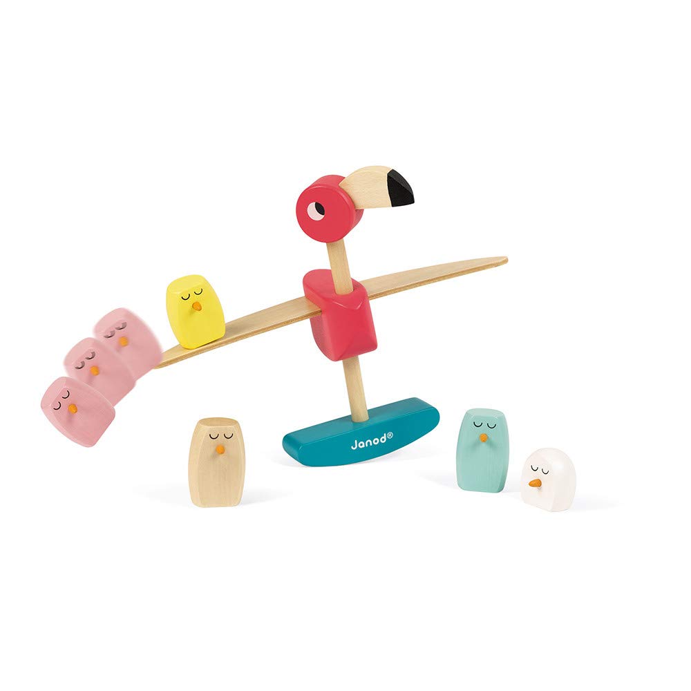 janod-zigolos-j08230-jeu-d-quilibre-en-bois-flamant-rose-avec-10-poussins image 4