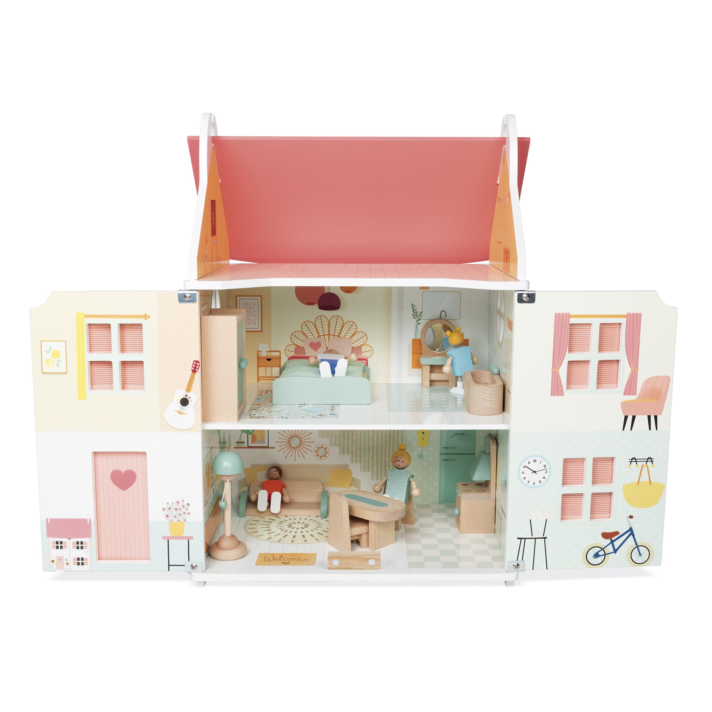 janod-ma-premi-re-maison-de-poup-e-en-bois-3-tages-11-accessoires-4-personnages- image 3