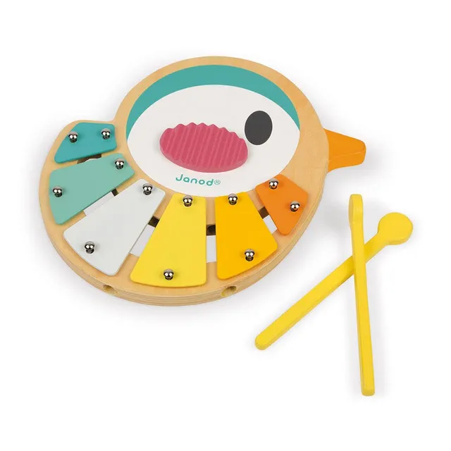 janod-xylo-oiseau-pure-en-bois-xylophone-enfant-6-tons-avec-baguettes-d-s-1-an-j image 1