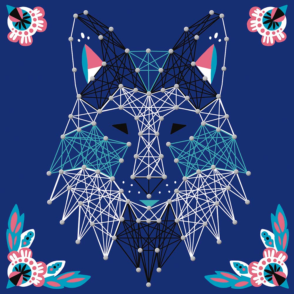 janod-les-ateliers-d-co-coffret-fils-tendus-animaux-kit-string-art-5-tableaux image 2