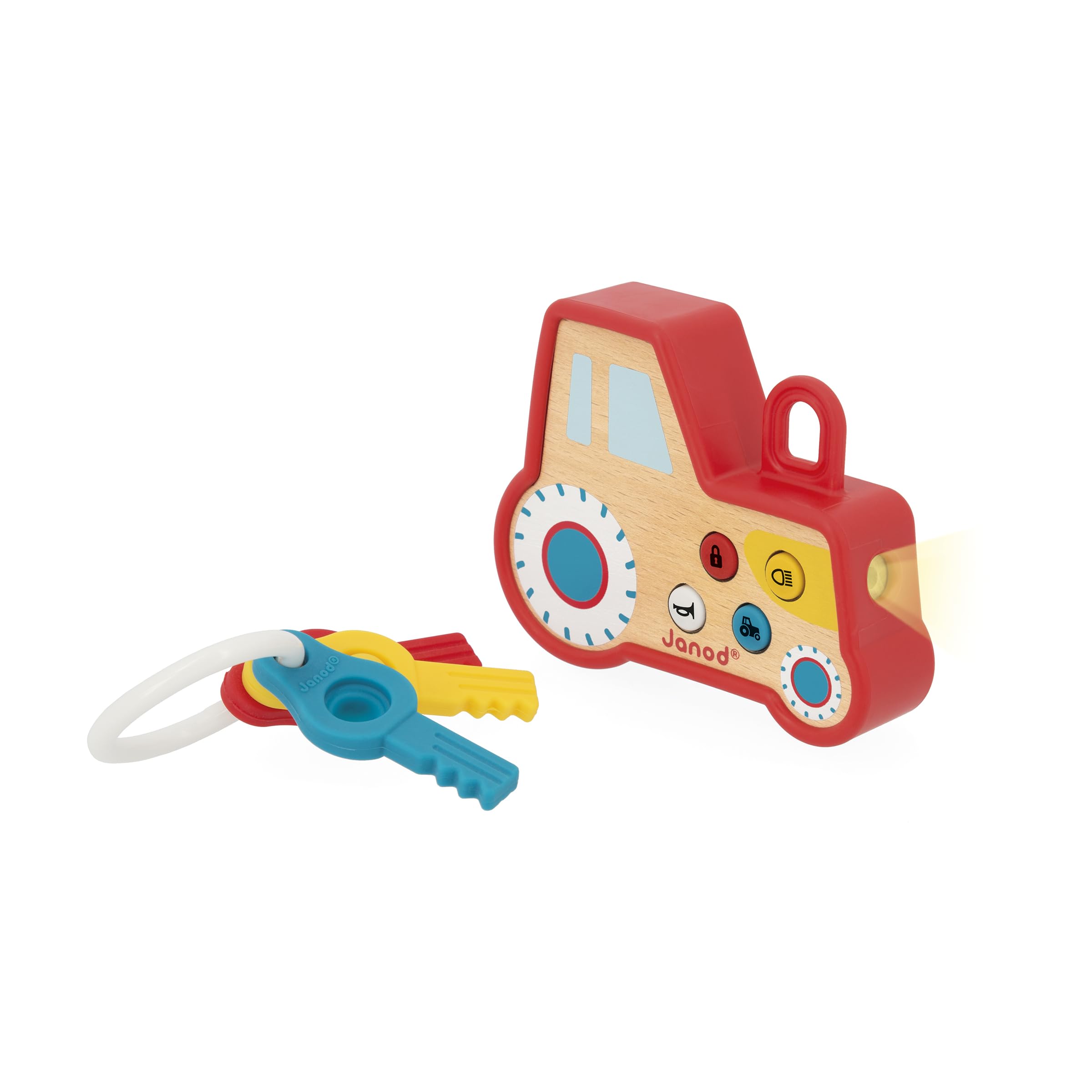 janod-porte-cl-s-hochet-b-b-interactif-tracteur-bois-et-silicone-d-s-18-mois image 6