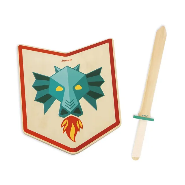 janod-j03171-set-chevalier-dragon-bouclier-et-p-e-en-bois image 1