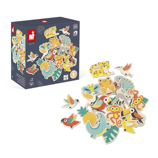 janod-tropik-j08274-set-de-24-magnets-en-bois-tropicaux-jungle image 1