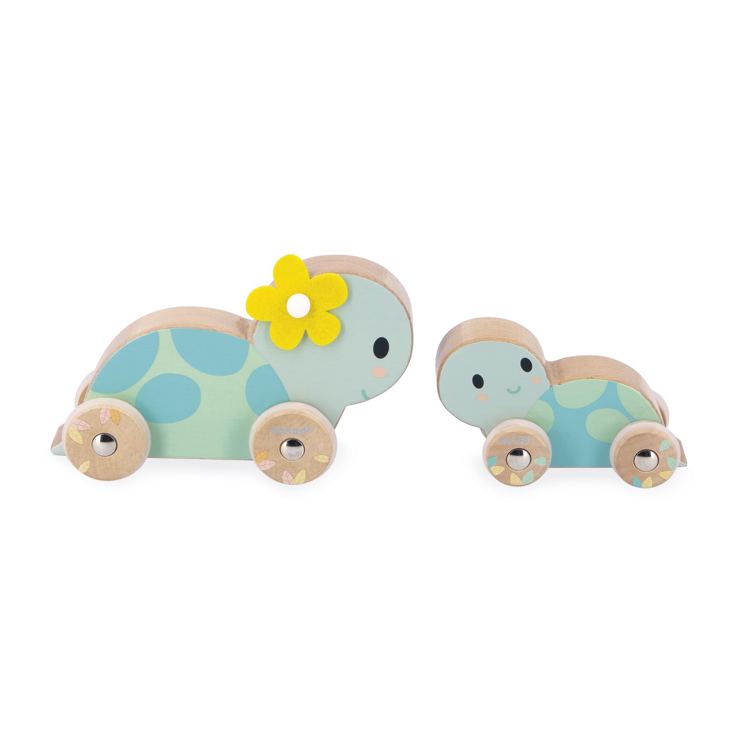 janod-j05148-set-de-2-tortues-en-bois-rouler-roues-silencieuses-d-s-1-an image 2