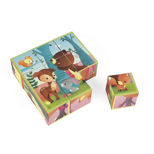 janod-kubkid-cubes-animaux-de-la-for-t-9-cubes-carton image 1