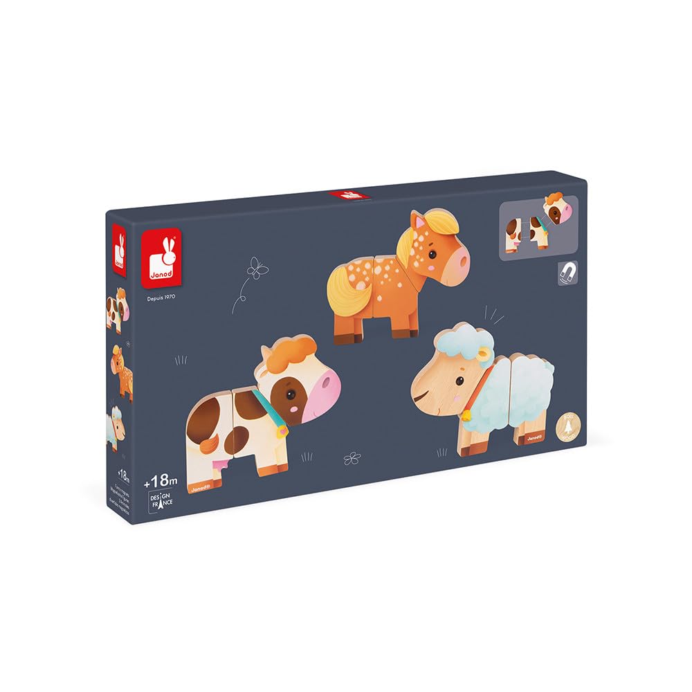 janod-funny-magnets-j08058-animaux-de-la-ferme-magn-tiques-en-bois-d-s-18-mois image 2