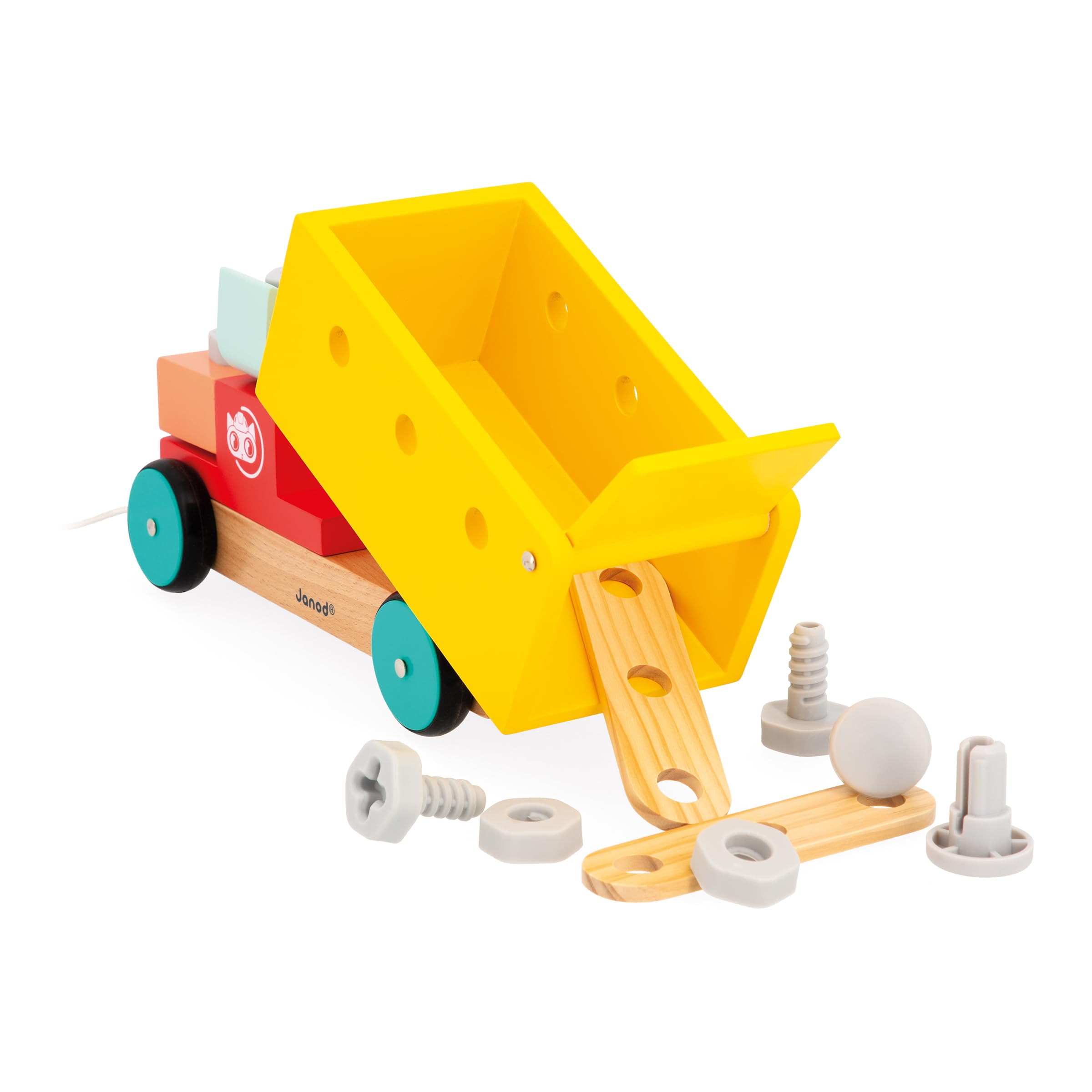 janod-brico-kids-camion-de-bricolage-tirer-en-bois-23-accessoires image 7