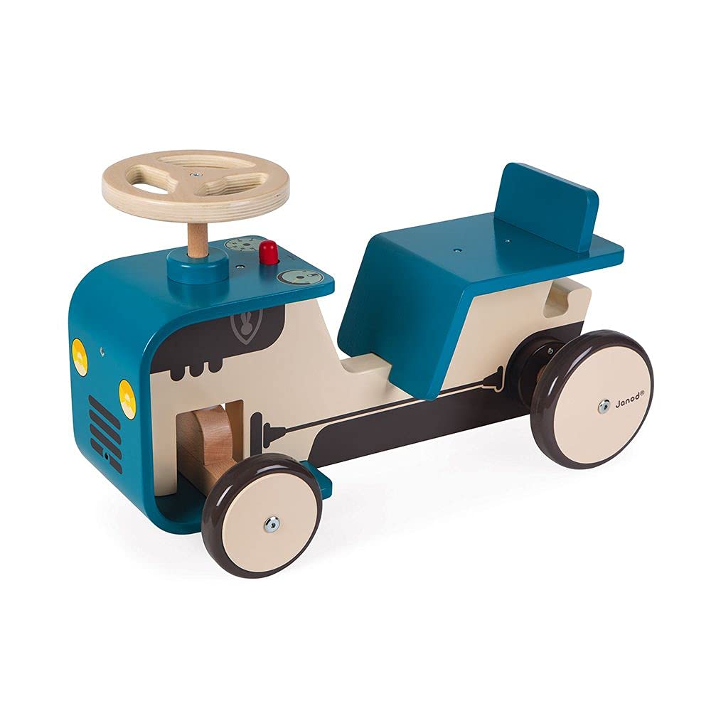 janod-j08053-porteur-tracteur-enfant-en-bois-volant-klaxon-18-mois image 1