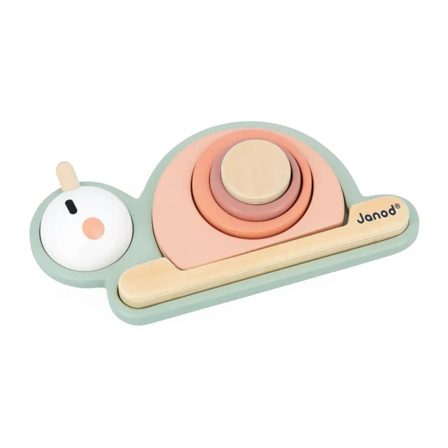 janod-sweet-cocoon-escargot-sensoriel-j04052-empilable-bois-6-pi-ces image 1