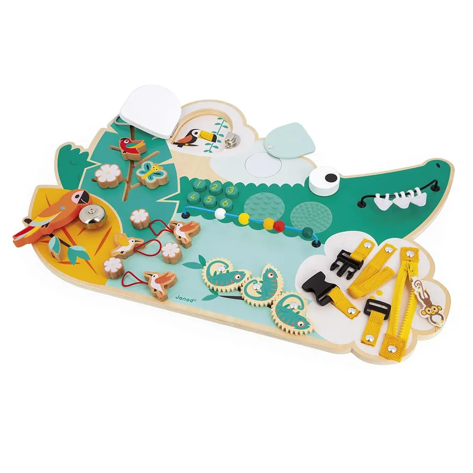 janod-busy-board-croco-panneau-d-activit-s-jungle-14-activit-s-j08280 image 1