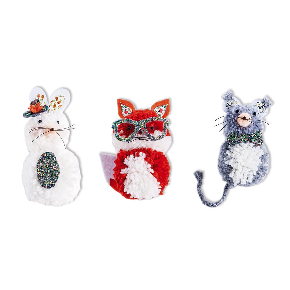 janod-kit-cr-atif-pompons-3-petits-animaux-renard-souris-lapin image 2
