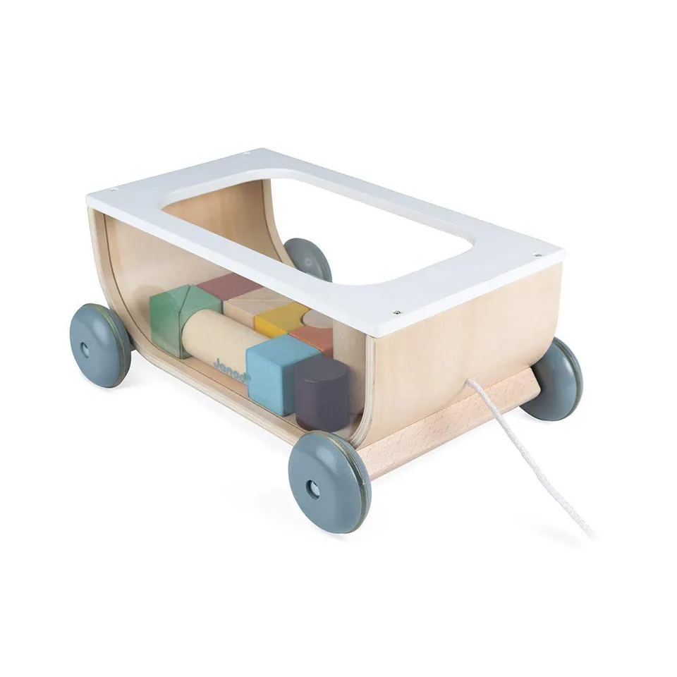 janod-sweet-cocoon-chariot-de-cubes-tirer-bois-17-cubes-j04407 image 1
