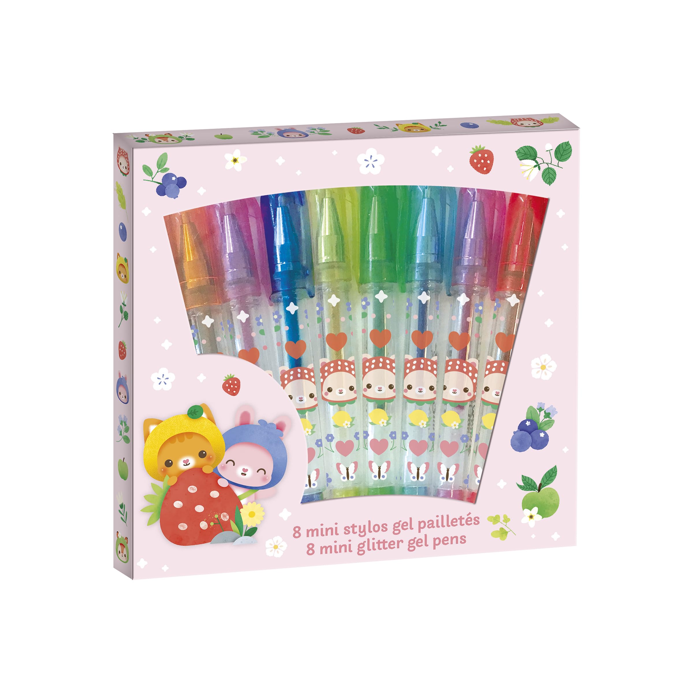 janod-8-minis-stylos-gel-paillet-s-arc-en-ciel-pochette-criture-dessin-carnet-se image 1
