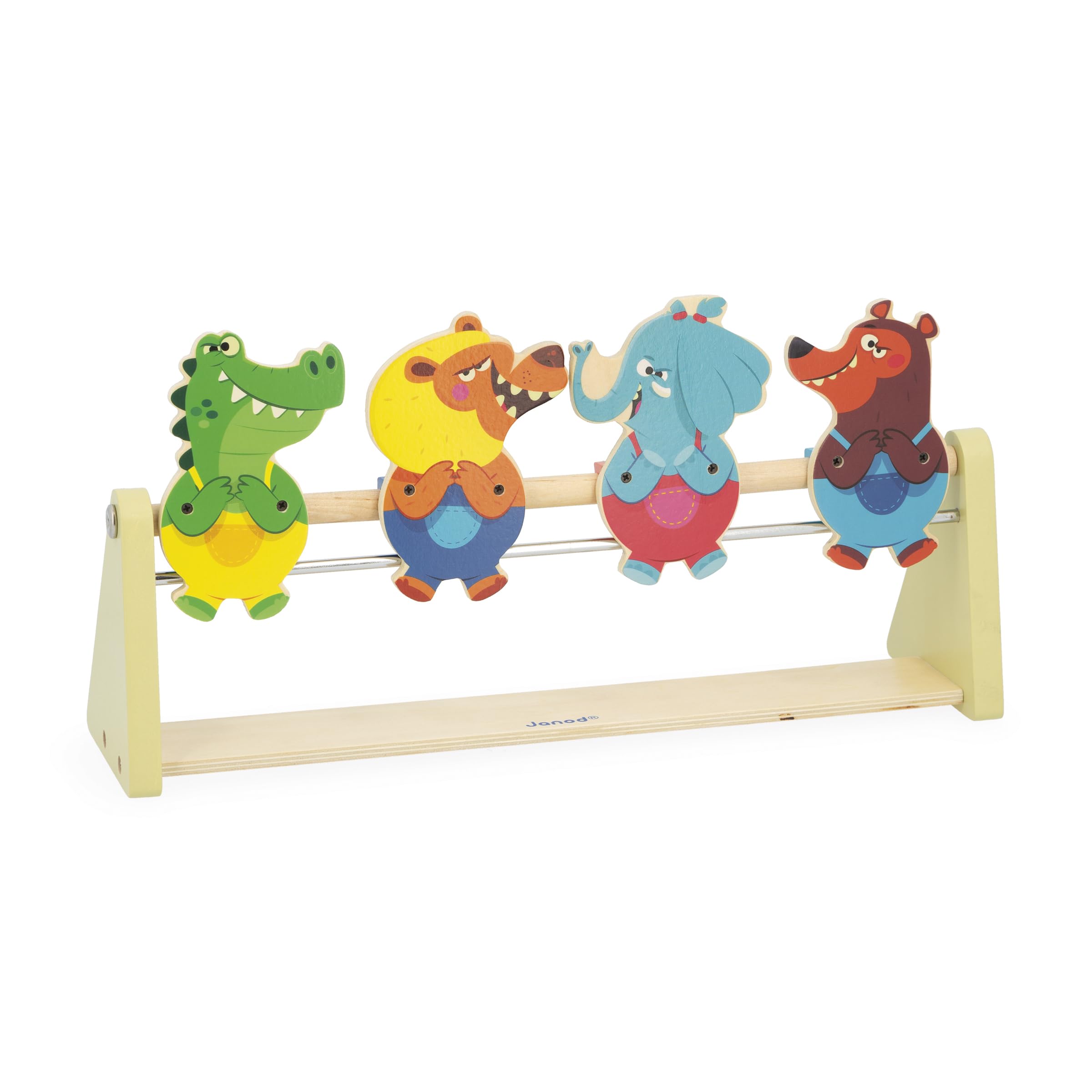 janod-stand-de-tir-enfant-bois-j03372-4-animaux-lanceur-2-balles image 2