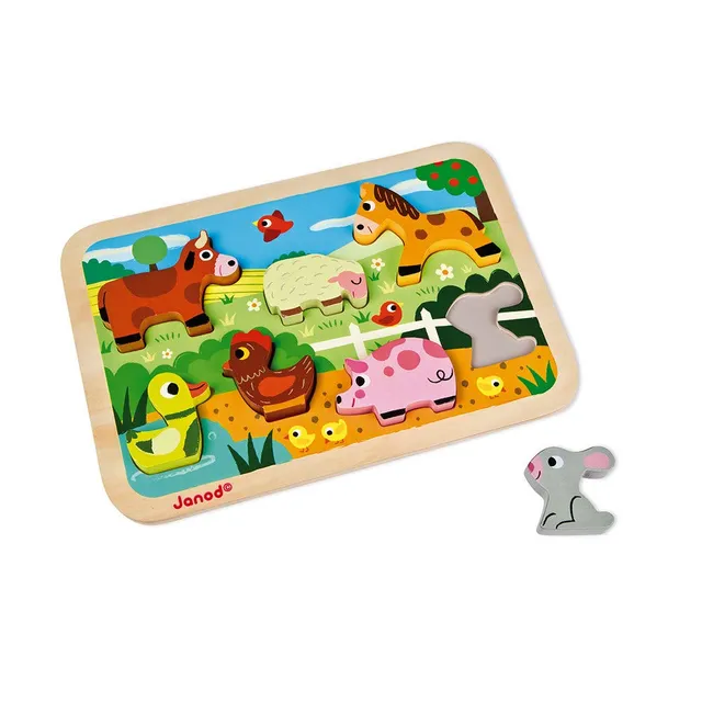 janod-puzzle-la-ferme-4507055-7-pi-ces-bois-paisses-18-mois image 1