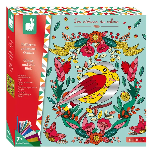janod-kit-cr-atif-paillettes-et-dorures-oiseaux-8-tableaux image 1