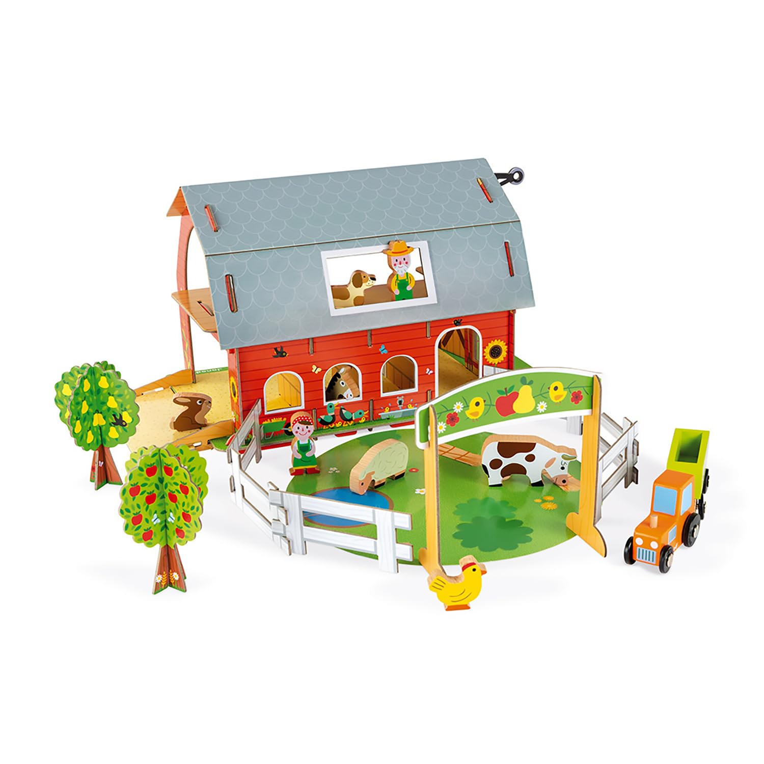 janod-ferme-des-animaux-story-j08577-ferme-construire-10-figurines-bois image 2
