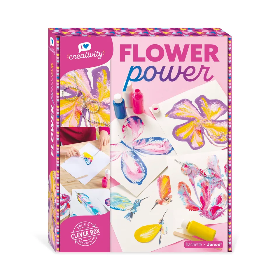 janod-flower-power-i-love-creativity-j07738-kit-peinture-acrylique-5-tableaux image 1