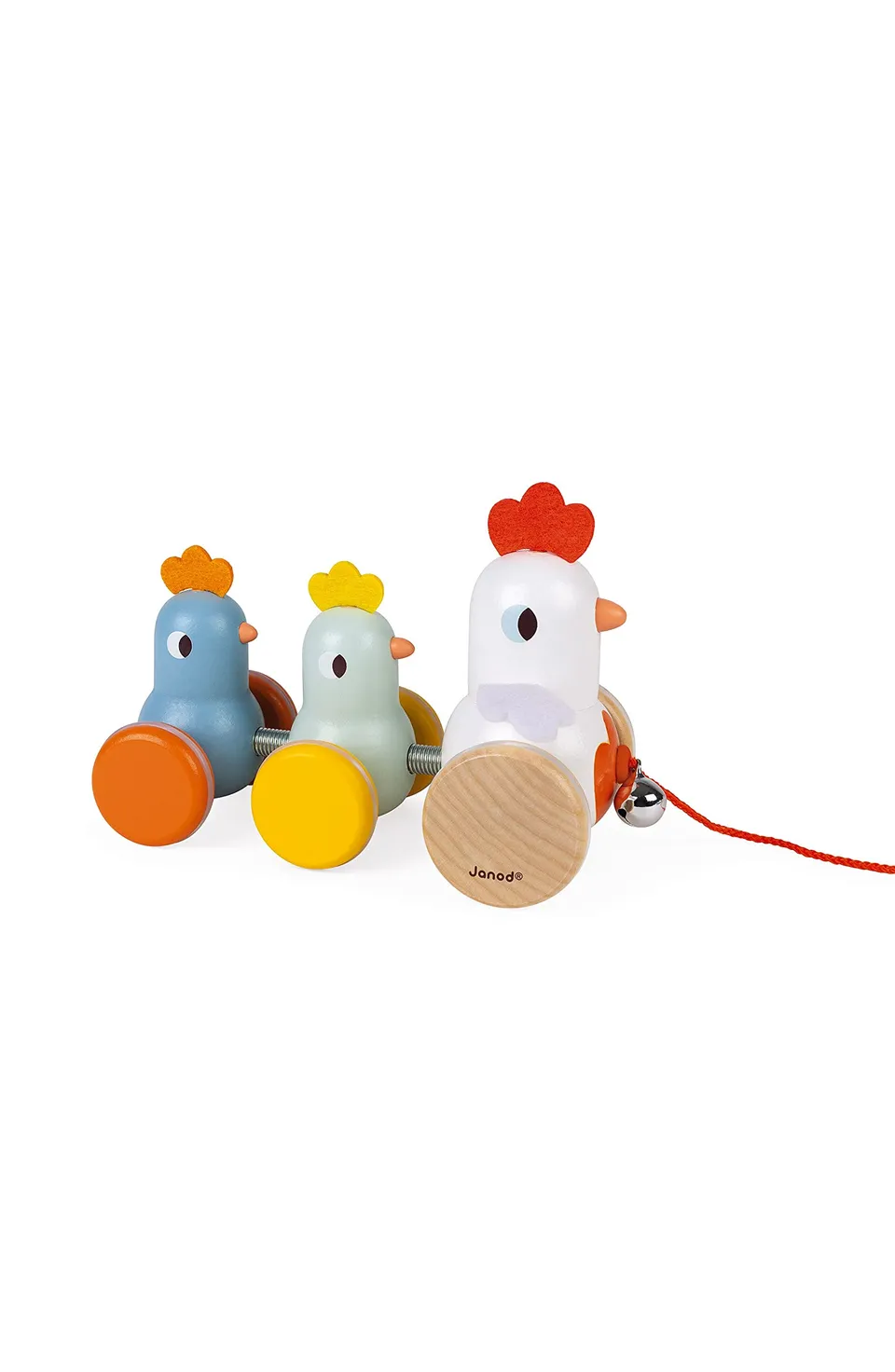 janod-j08259-poules-et-poussins-promener-en-bois-jouet-tirer-fsc image 1