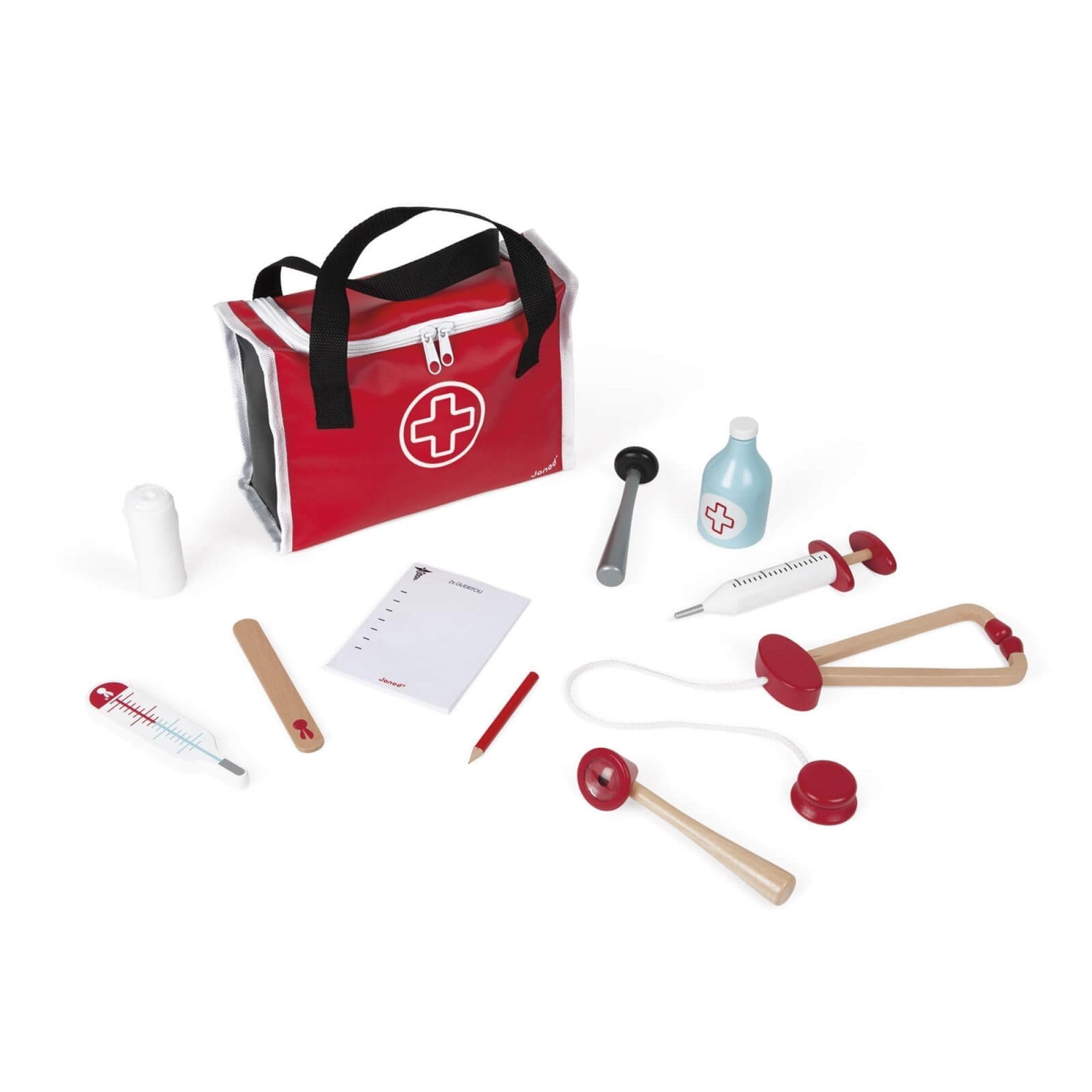 janod-j06513-mallette-de-docteur-enfant-rouge-10-accessoires-bois-massif image 4