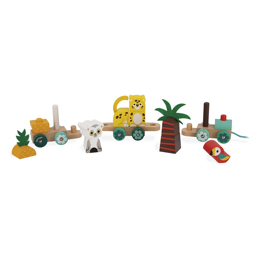 janod-train-tropical-tirer-tropik-j08272-jouet-en-bois-11-pi-ces-3-wagons image 3
