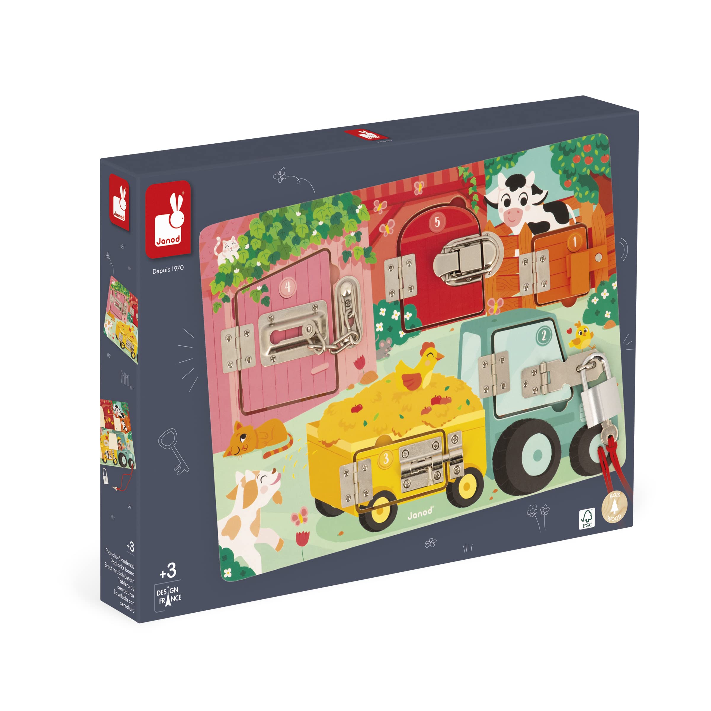 janod-planche-cadenas-la-ferme-j07119-planche-d-activit-bois-5-ouvertures image 2