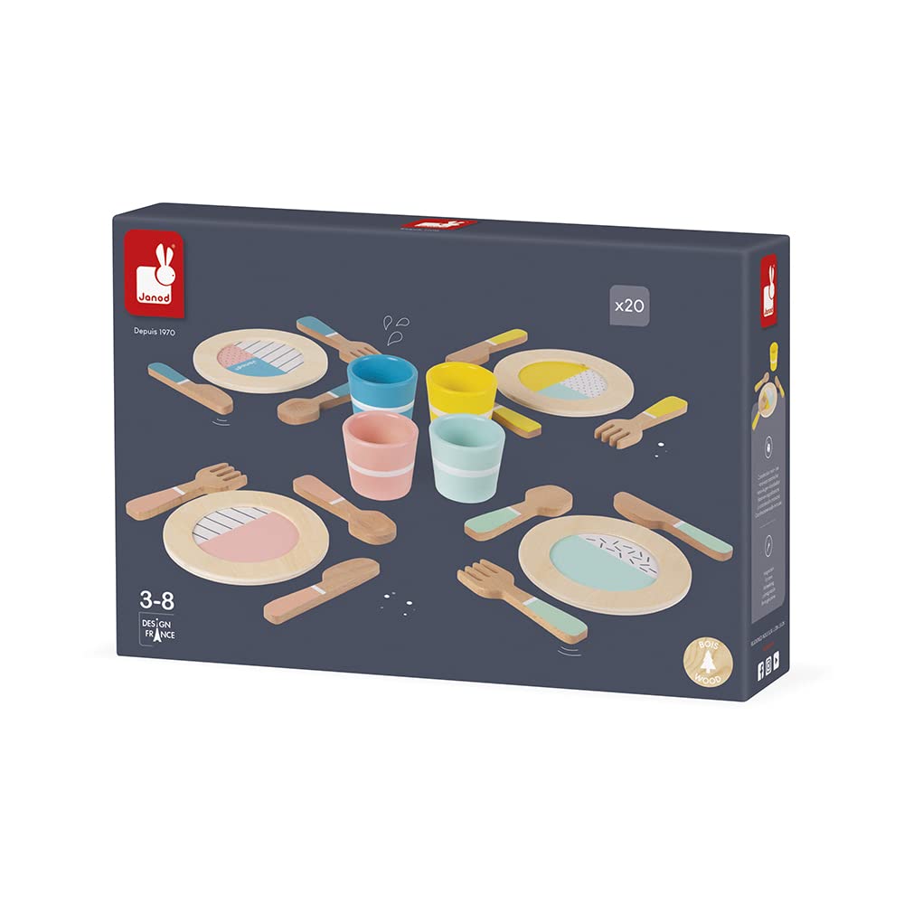janod-dinette-bois-r-tro-20-pi-ces-service-4-personnes-pastel image 8
