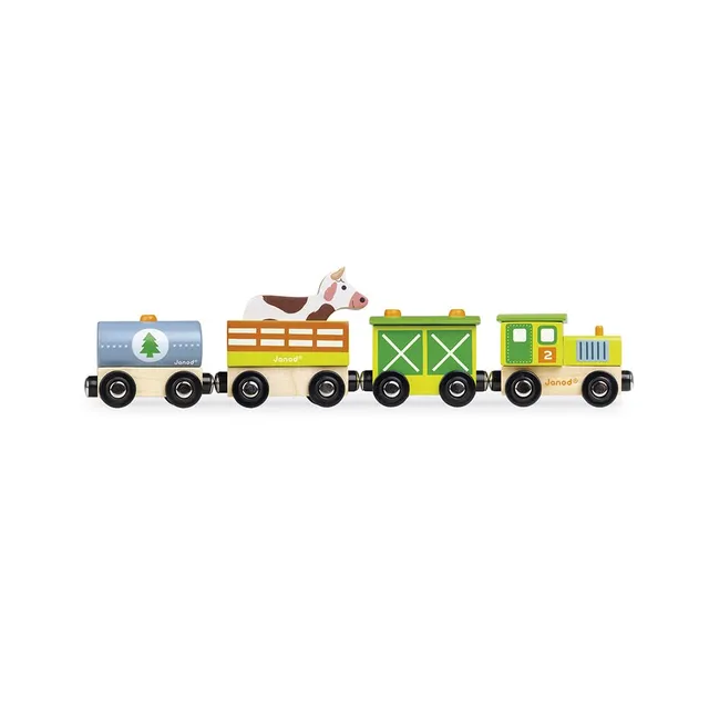janod-story-j08578-set-train-de-la-ferme-en-bois-5-figurines-magn-tiques image 1