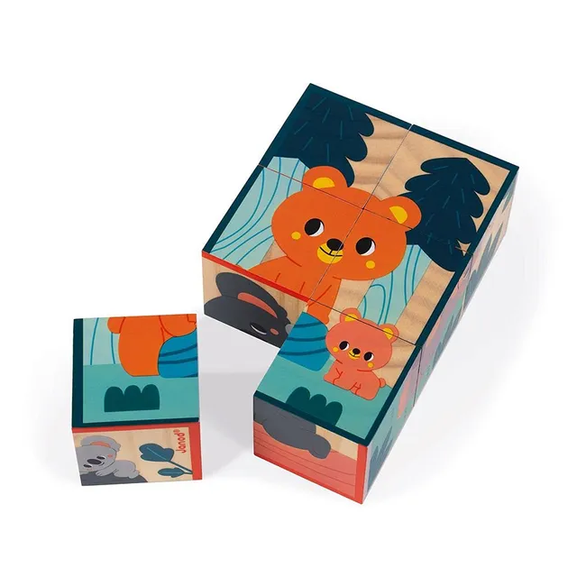 janod-j08622-puzzle-cubes-en-bois-animaux-wwf-6-cubes image 1