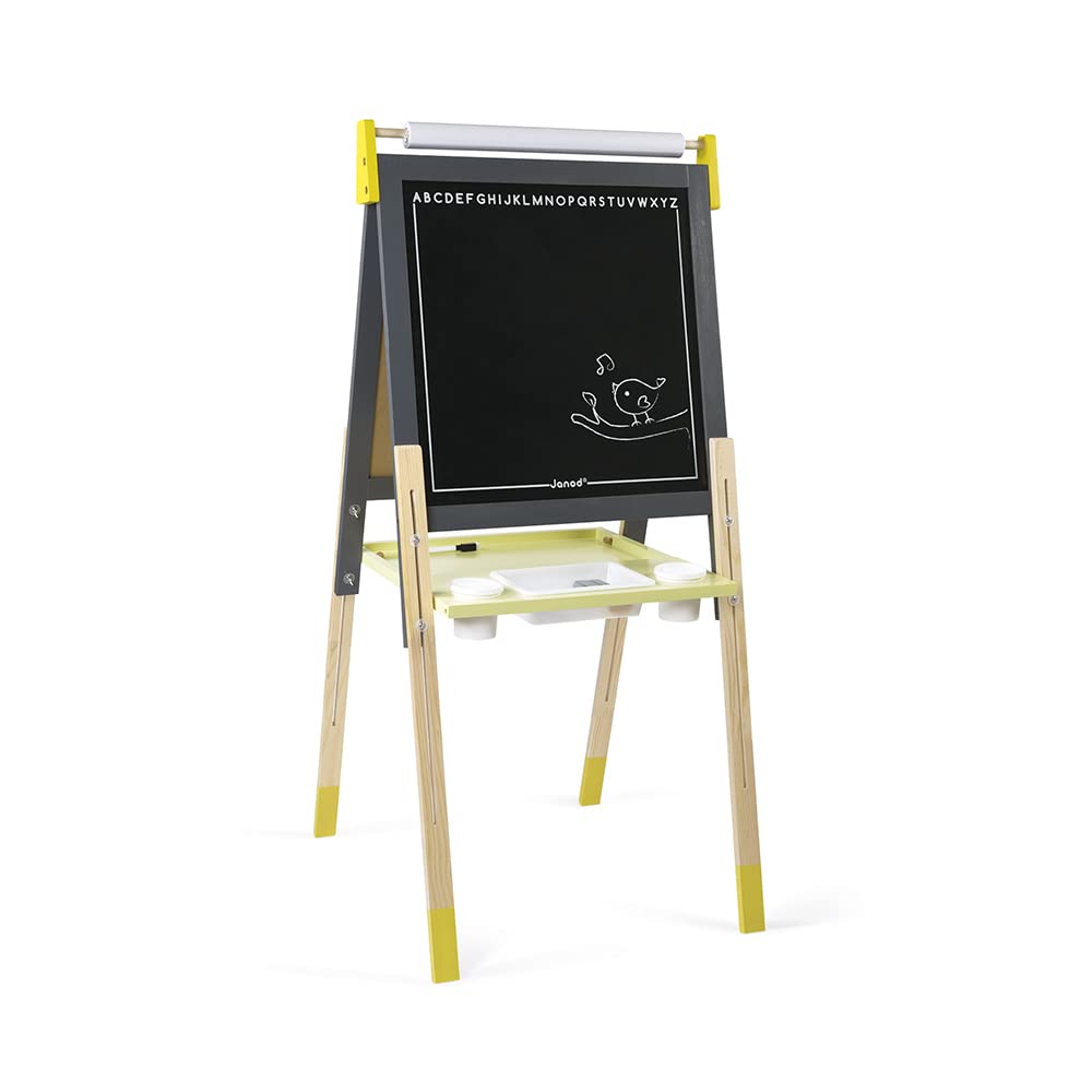 janod-j09630-tableau-double-face-en-bois-gris-et-jaune-r-glable-avec-accessoires image 2