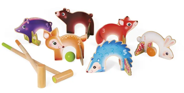 janod-animaux-de-la-for-t-j03207-jeu-de-croquet-en-bois-plein-air image 1