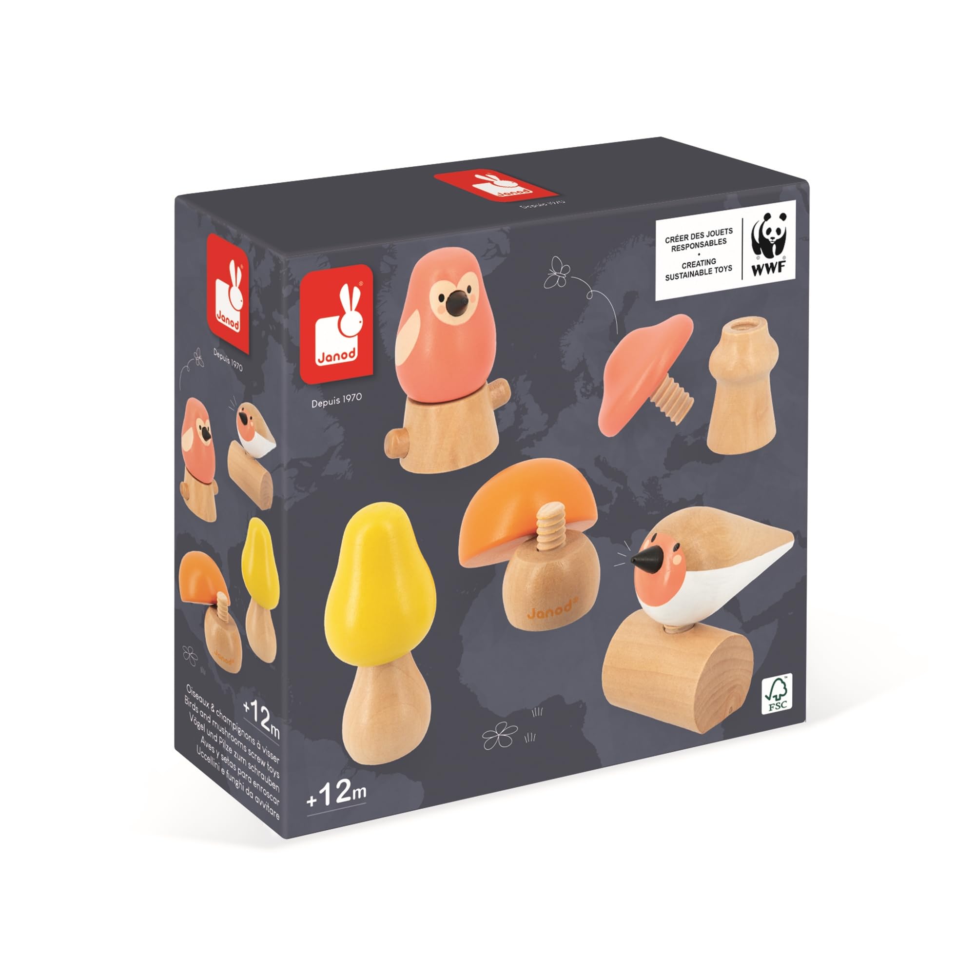 janod-wwf-j08643-2-oiseaux-et-3-champignons-visser-en-bois-d-s-18-mois image 2