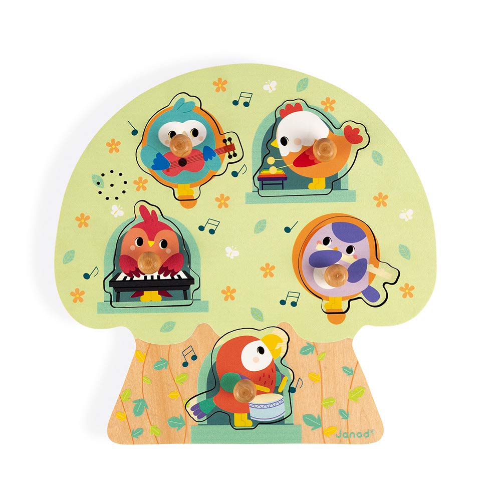 janod-les-oiseaux-en-f-te-puzzle-musical-en-bois-5-pi-ces image 2