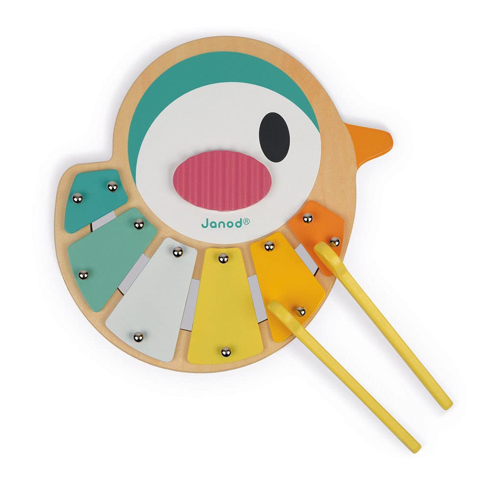 janod-xylo-oiseau-pure-en-bois-xylophone-enfant-6-tons-avec-baguettes-d-s-1-an-j image 2