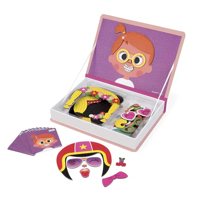 janod-magneti-book-crazy-faces-fille-55-pi-ces-j02717 image 1